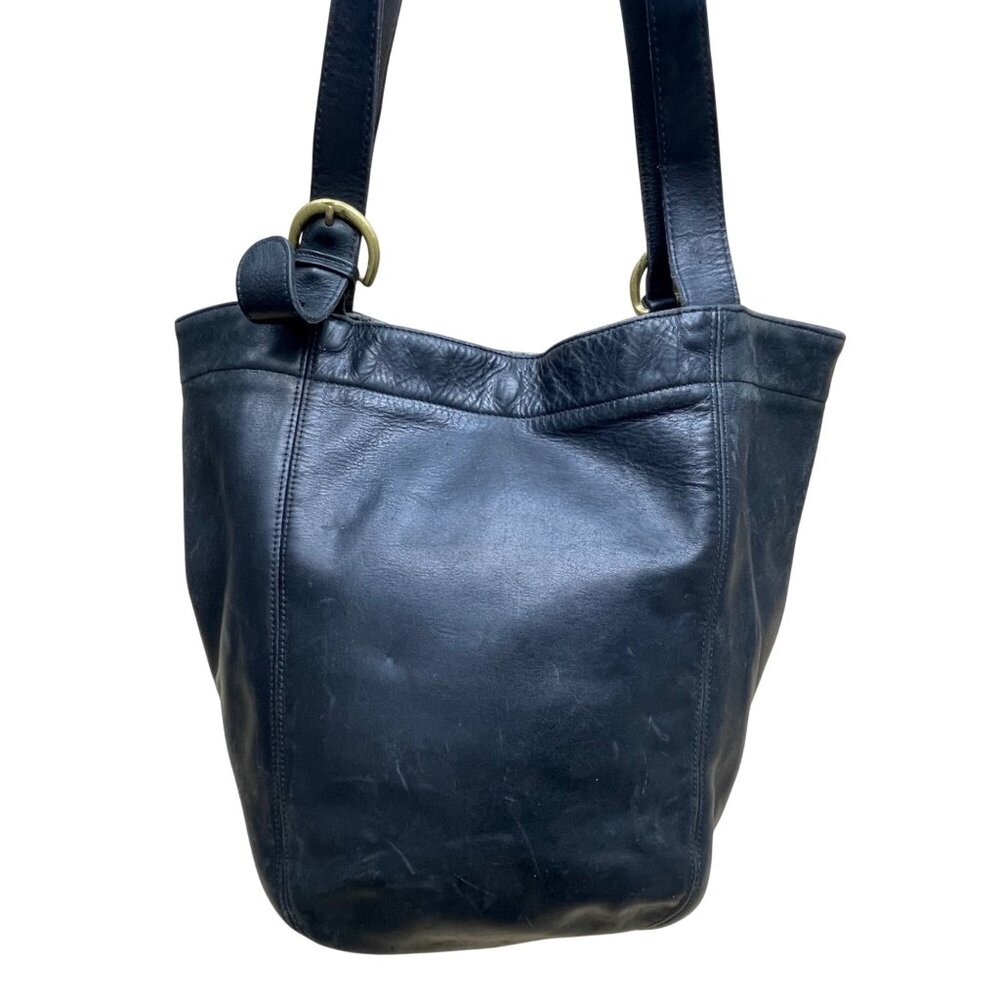 Coach Women’s Black Leather With Brass Hardware Double Handle Tote Bag - Picture 3 of 13